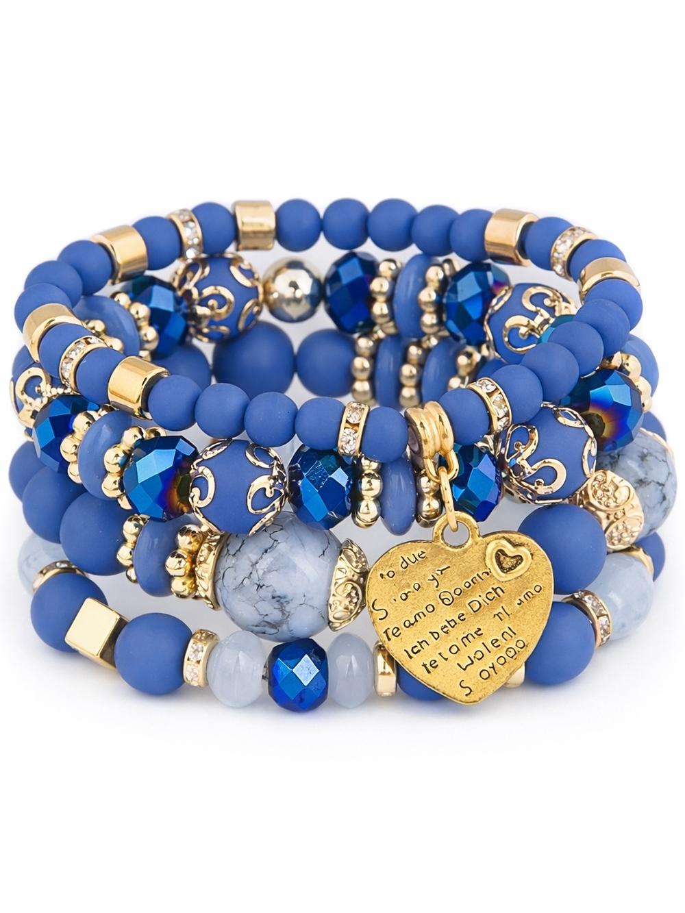 4 Piece Periwinkle Blue Beaded Bracelet